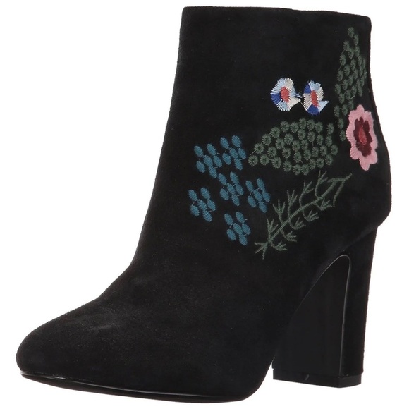 Nanette Lepore Shoes - Nanette Lepore Womens Boots Black Suede Floral Embroidery Whimsigoth Boho Sz 7
